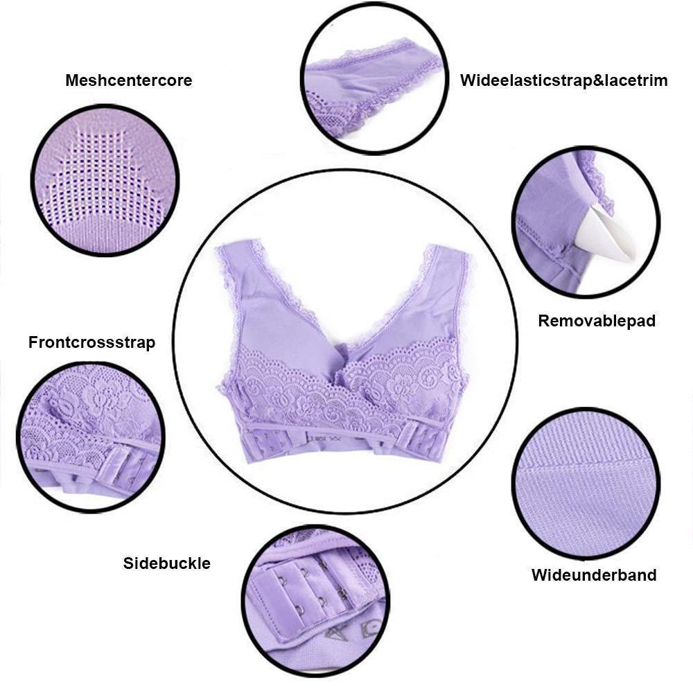 BowLift | Front Cross-Side Buckle Lace Bra