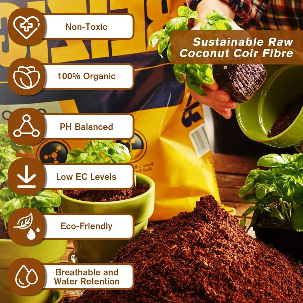 BowLift | 2-Piece Set Coconut Coir Briquettes for Plants – Organic Growing Substrate with High Water Retention!
