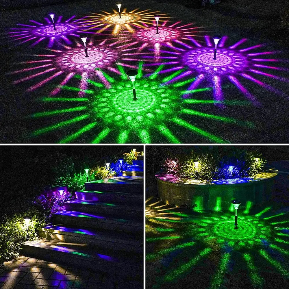 BowLift | 2-piece set solar garden lights – LED pathway lights with sun pattern projection!