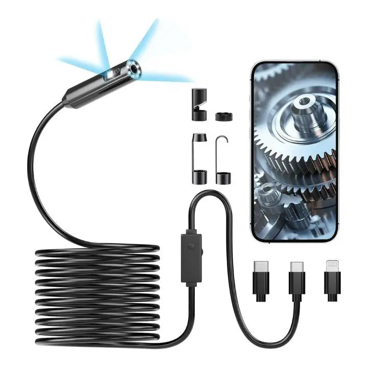 BowLift | 3-in-1 USB Endoscope Camera – Waterproof, Flexible with 6 LED Lights