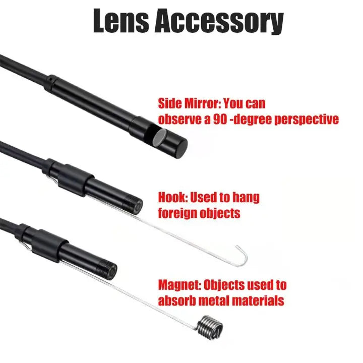 BowLift | 3-in-1 USB Endoscope Camera – Waterproof, Flexible with 6 LED Lights