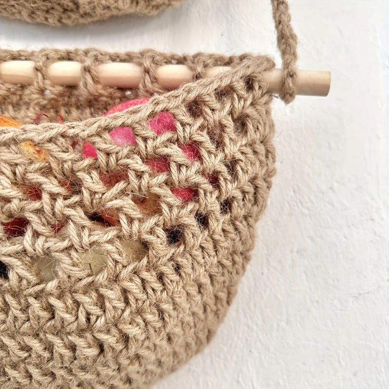 BowLift | BohoHaven - Woven Wall Basket with 6 Hooks