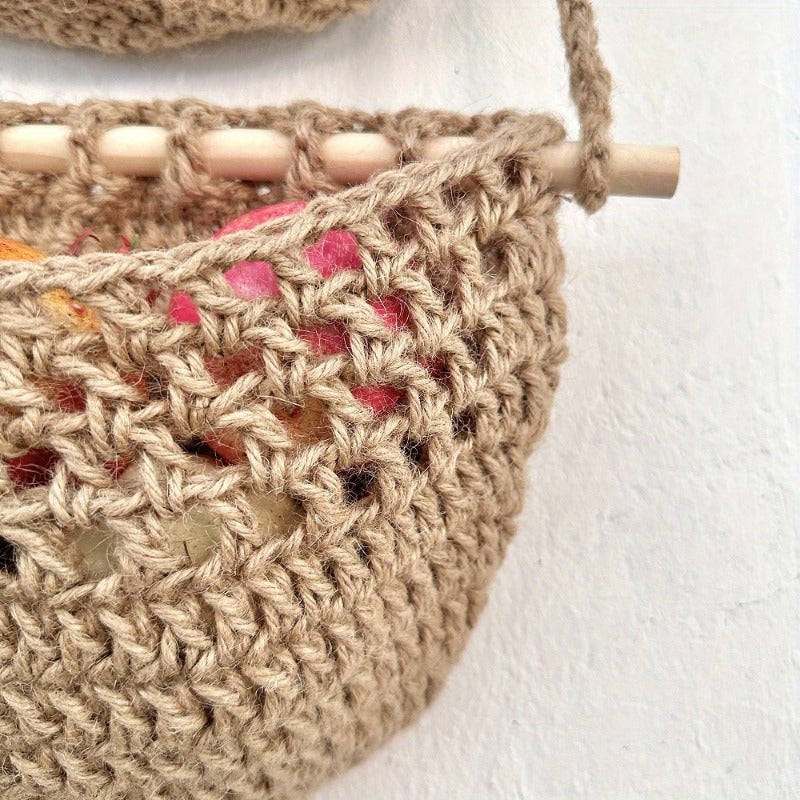 BowLift | BohoHaven - Woven Wall Basket with 6 Hooks