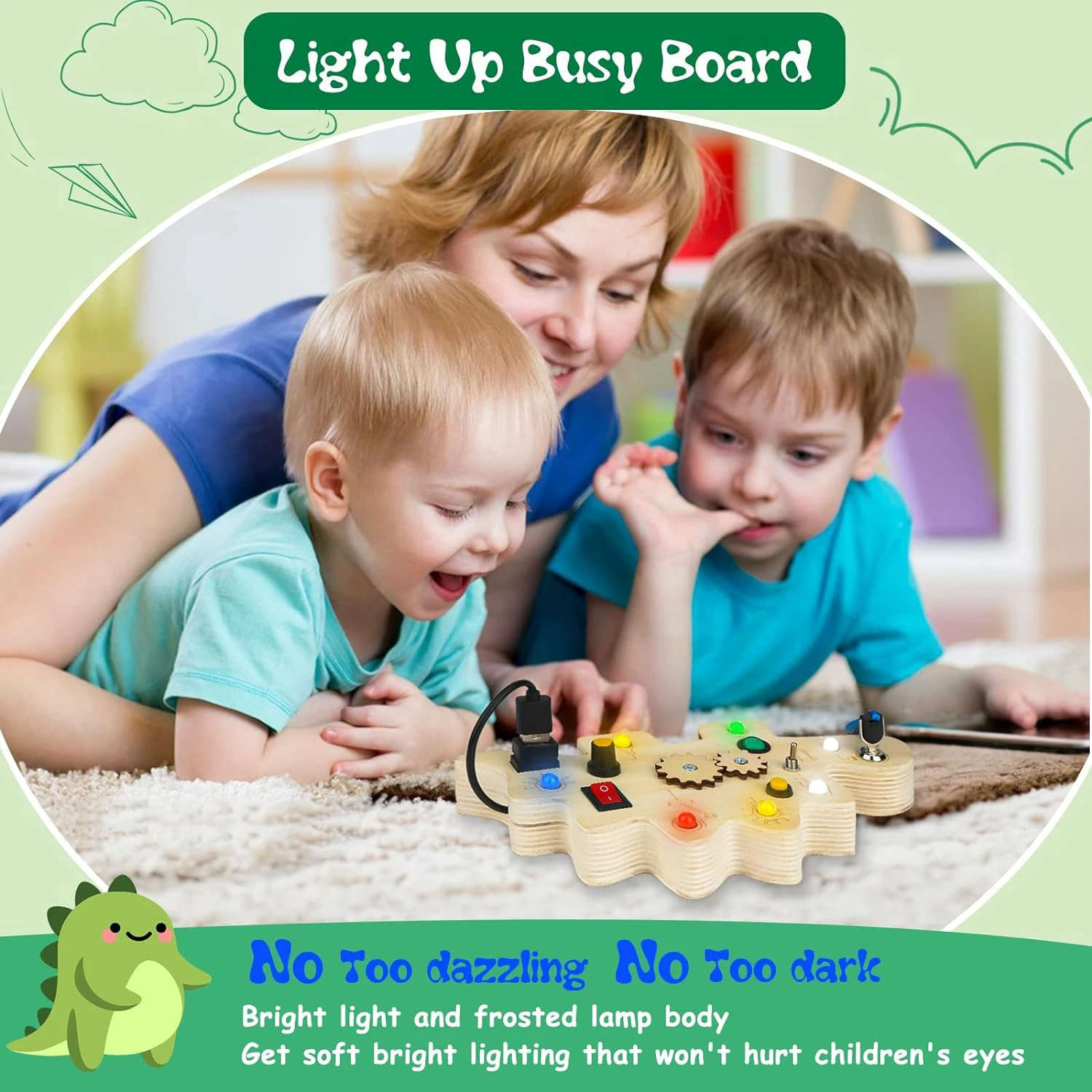 BowLift | Ecotoys DinoSpark | Montessori LED Playboard - Educational Baby Toy