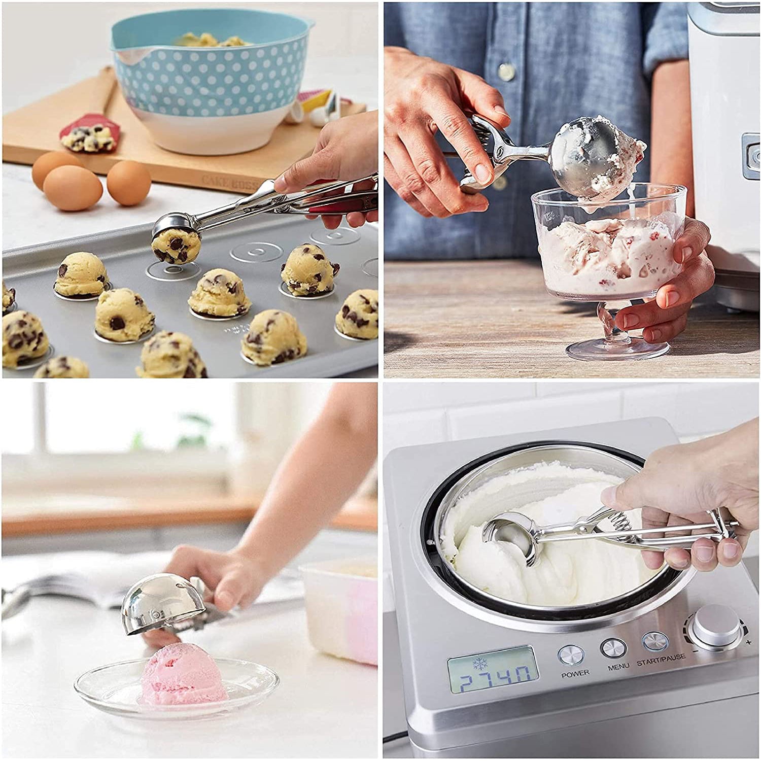 BowLift | 3-Piece Set: Stainless Steel Cookie Scooper with Trigger