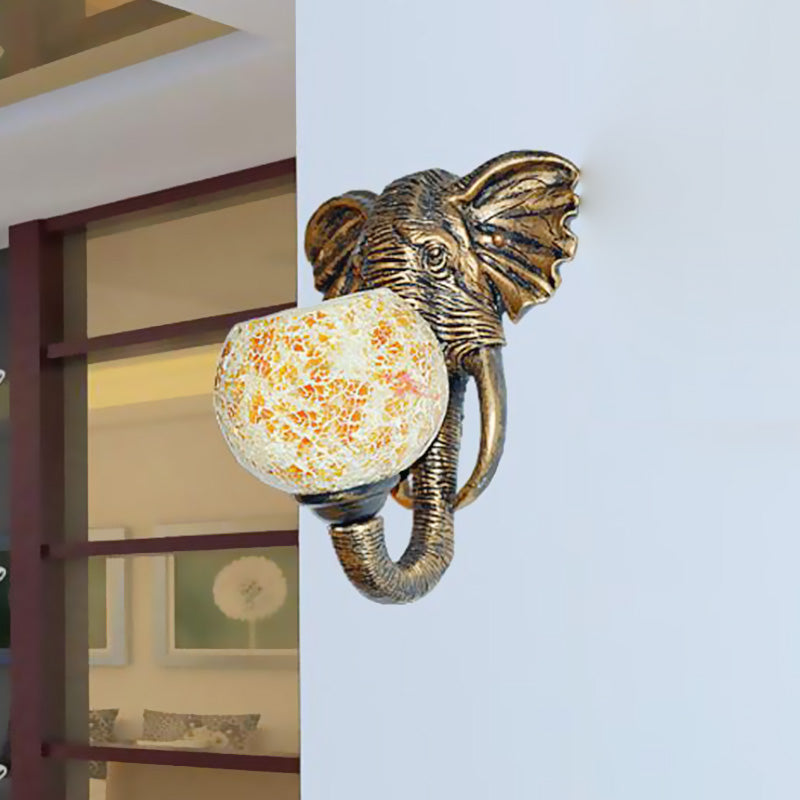 BowLift | 1 Light Living Room Wall Lamp Globe Mediterranean White/Pink/Yellow Sconce with Globe Stained Glass Shade
