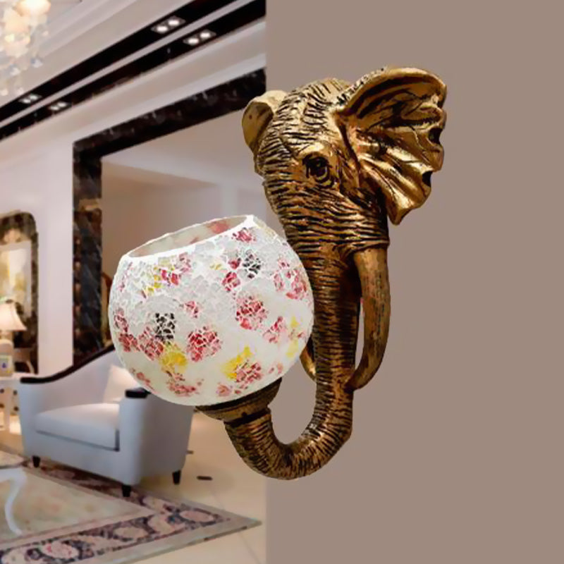 BowLift | 1 Light Living Room Wall Lamp Globe Mediterranean White/Pink/Yellow Sconce with Globe Stained Glass Shade