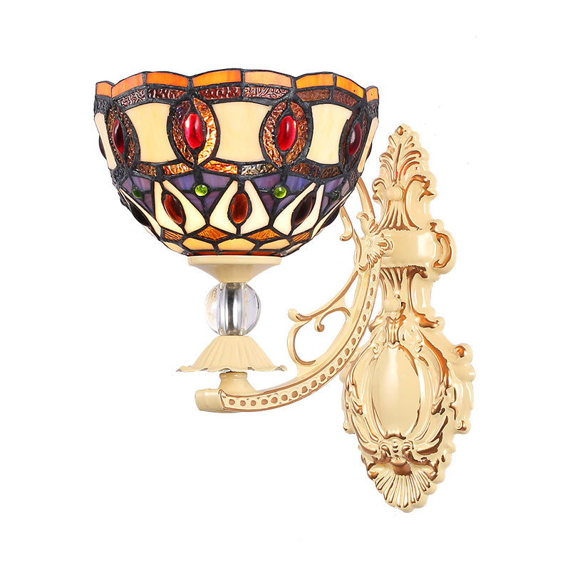 BowLift | Dome/Ster Wall-Mounted Lighting Fixture Victorian Spotted Glass 1 Light White/Red/Orange Wall Lamp for Hallway