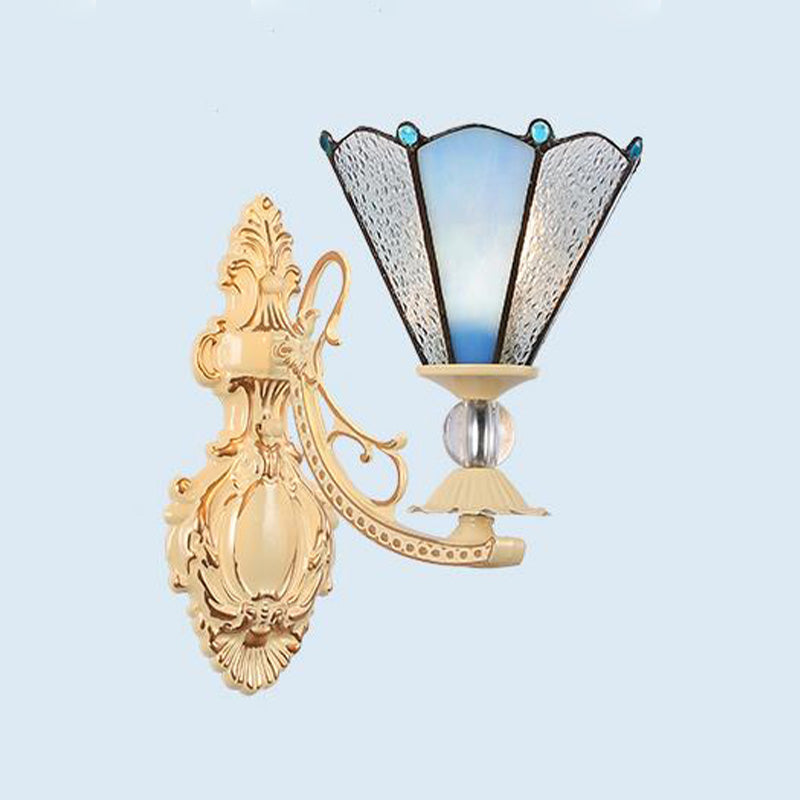 BowLift | Cut Glass White/Red/Pink Wall Lamp Cone/Flower/Dome 1 Light Mediterranean Wall Mounted Lamp for Outdoor