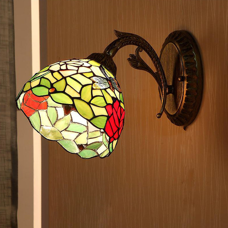 BowLift | 1 Light Wall Mounted Lighting Baroque Stylish Dome Woven Art Glass Wall Lamp in Red/Yellow/Blue for Living Room