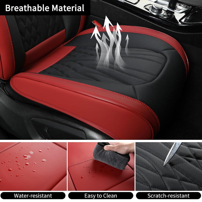 BowLift | Wine Red Leather Car Seat Covers Full Set Waterproof Car Seat Protectors 5 Seats Fit Most Cars