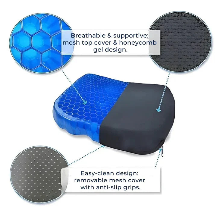 BowLift | Cooling Gel Seat Cushion | Breathable, Flexible & Pain Relief for Office Chairs, Cars, and Home Use
