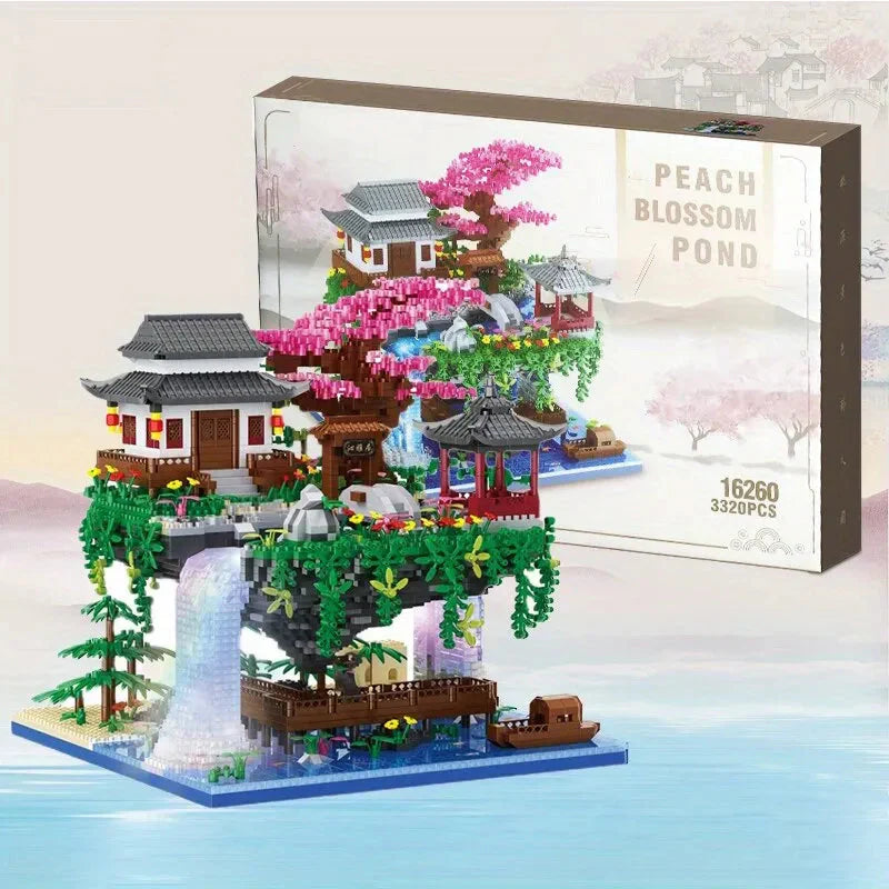 BowLift | 3320PCS Blocks Treehouse Diamond Building Garden Architecture Waterfall Light DIY Bricks Cherry Blossom Toy for Children Adult Gift
