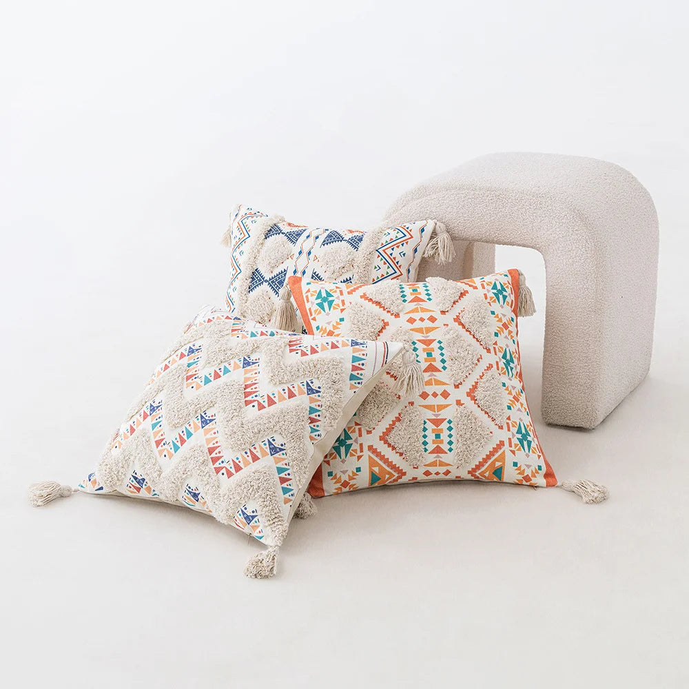 BowLift | Boho Geometric Tufted Cushion Cover – Decorative Pillow for Home and Sofa