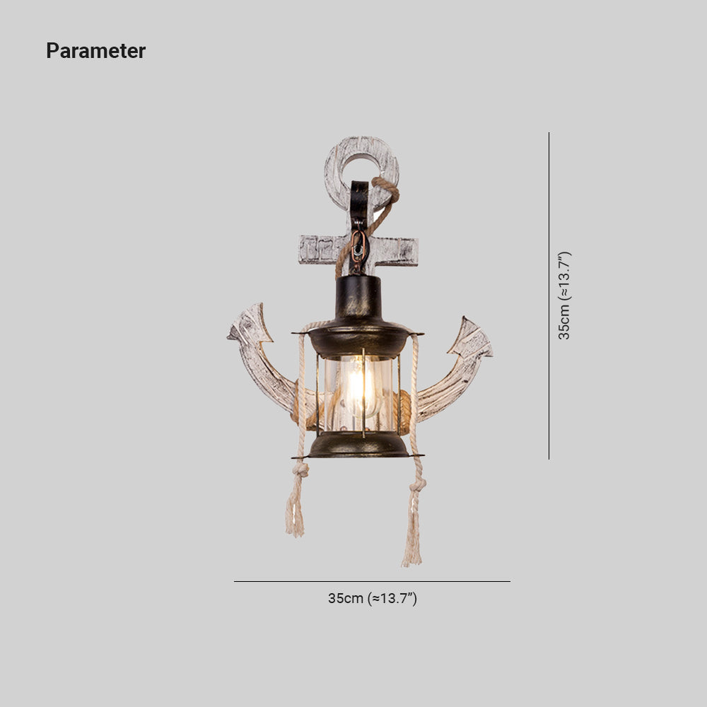 BowLift | Vintage Anchor LED Wall Light - Industrial Metal & Wood for Dining Room/Living Room