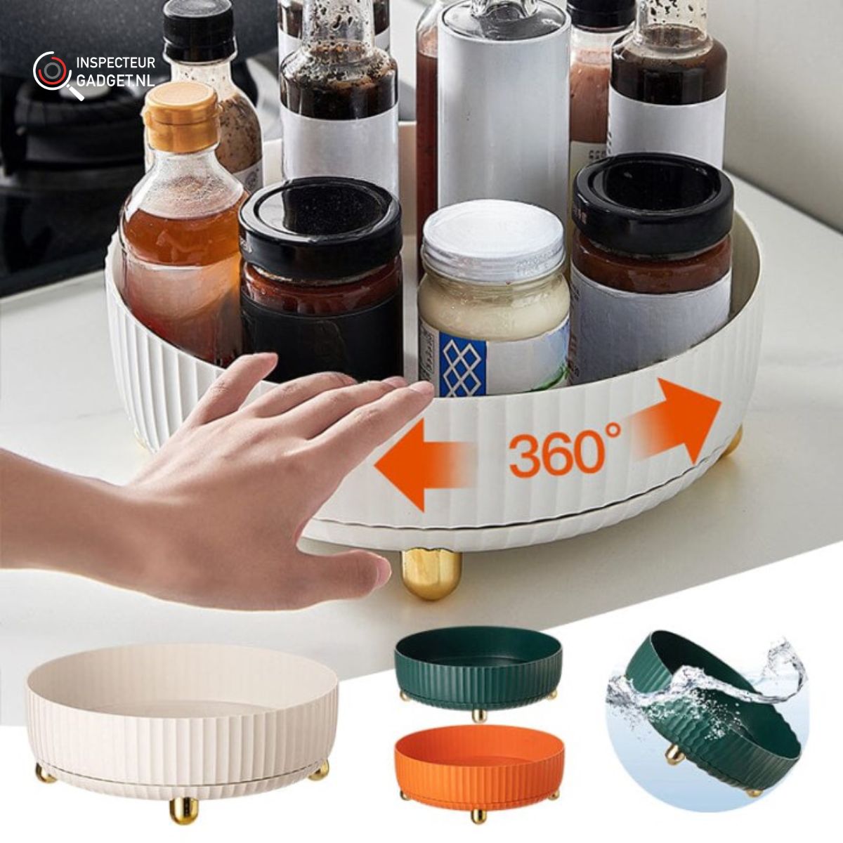 BowLift | 360° Rotary Organizer – Space-Saving Turntable Storage for Kitchen, Bathroom, Office, and Pantry