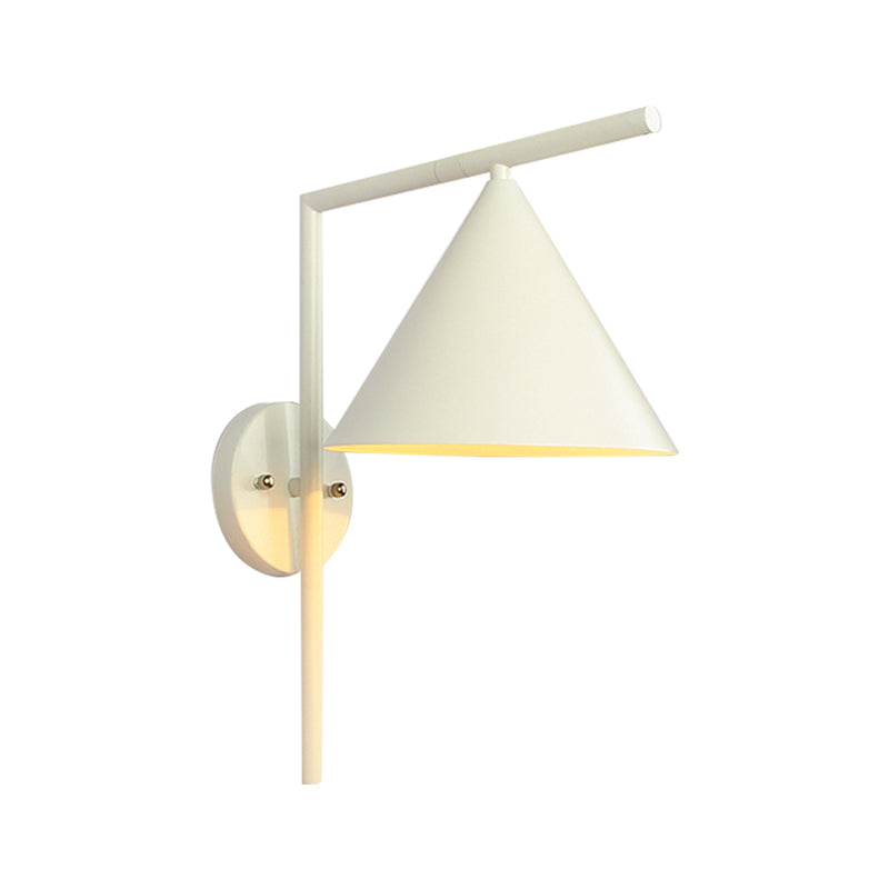 BowLift | Cone Metal Wall Lighting Contemporary 1 Light Black/White/Gold Wall Lamp Over Table, 8" B