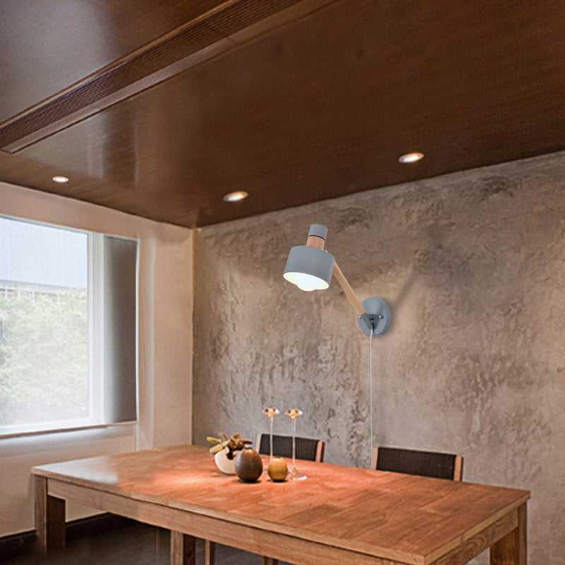 BowLift | 5.5"/6"/7" W Armed Wall Sconce Minimalism Metal 1 Main Wall Mount Lighting in Gray for Living Room