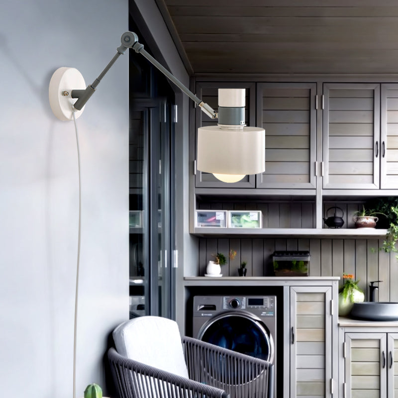 BowLift | 5.5"/6"/7" W Armed Wall Sconce Minimalism Metal 1 Main Wall Mount Lighting in Gray for Living Room