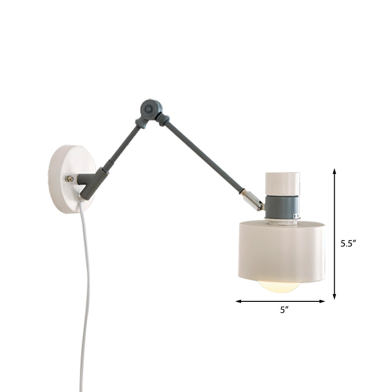 BowLift | 5.5"/6"/7" W Armed Wall Sconce Minimalism Metal 1 Main Wall Mount Lighting in Gray for Living Room