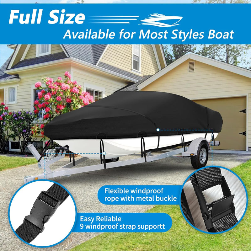 BowLift | 14'-16' Boat Cover 500D Waterproof Boat Cover UV Resistant Marine Grade Outboard Cover