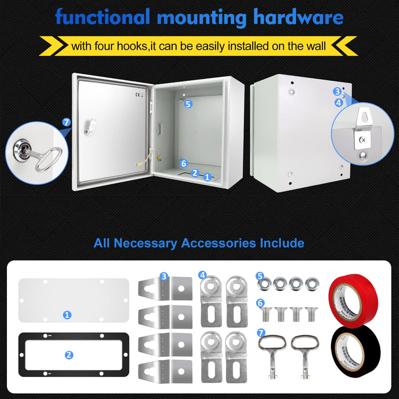 BowLift | 12" x 12" x 8" Electrical Junction Box Steel Enclosure NEMA 4X Enclosure Box Wall Mounted IP66