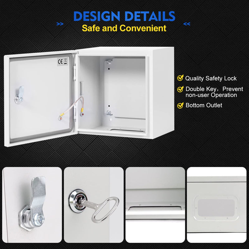 BowLift | 12" x 12" x 8" Electrical Junction Box Steel Enclosure NEMA 4X Enclosure Box Wall Mounted IP66
