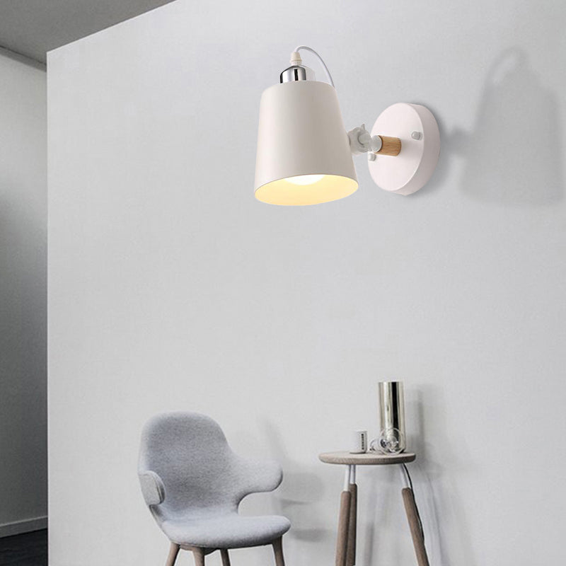 BowLift | Gray/White/Pink/Yellow/Blue/Green Cone Wall Lamp Minimalist Metal 1 Light Wall Mount Lamp for Nightstand