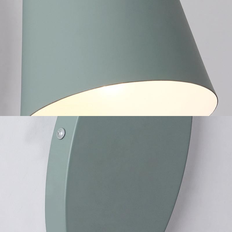 BowLift | Modern Cone Wall Light 1 Light Wall Mounted Lighting with Metal Shade and Pull Chain in Pink/Yellow/Blue/Green