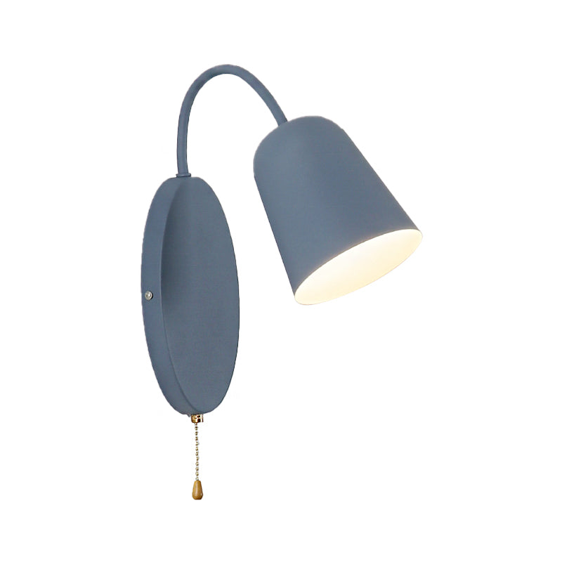 BowLift | Modern Cone Wall Light 1 Light Wall Mounted Lighting with Metal Shade and Pull Chain in Pink/Yellow/Blue/Green