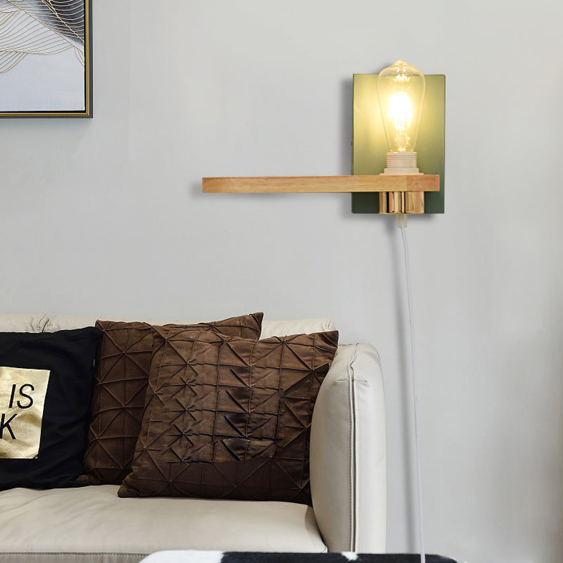 BowLift | Black/green metal back plate wall lighting fixture simple 1 light bare bulb wall-mounted lamp for hallway