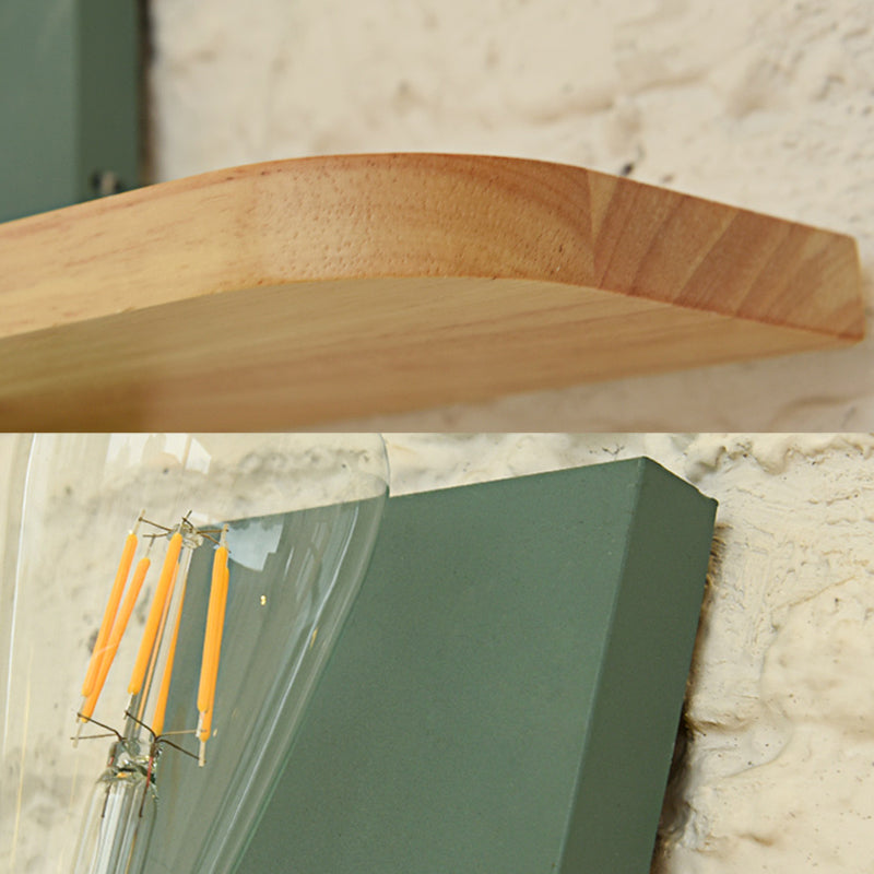 BowLift | Black/green metal back plate wall lighting fixture simple 1 light bare bulb wall-mounted lamp for hallway