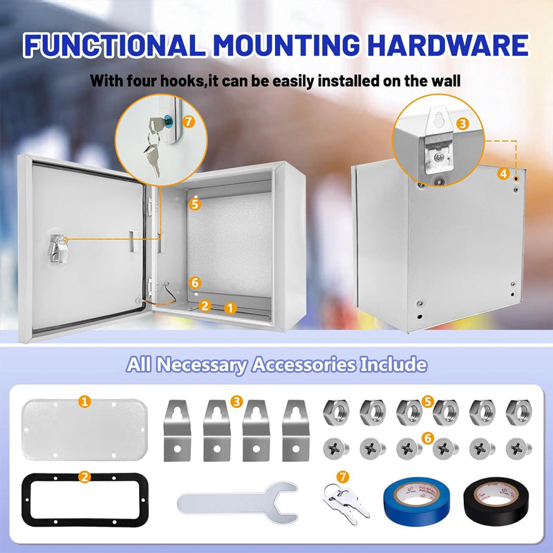 BowLift | 16" x 16" x 8" Outdoor Electrical Box Lockable Electrical Junction Box NEMA 4X Electrical Enclosure
