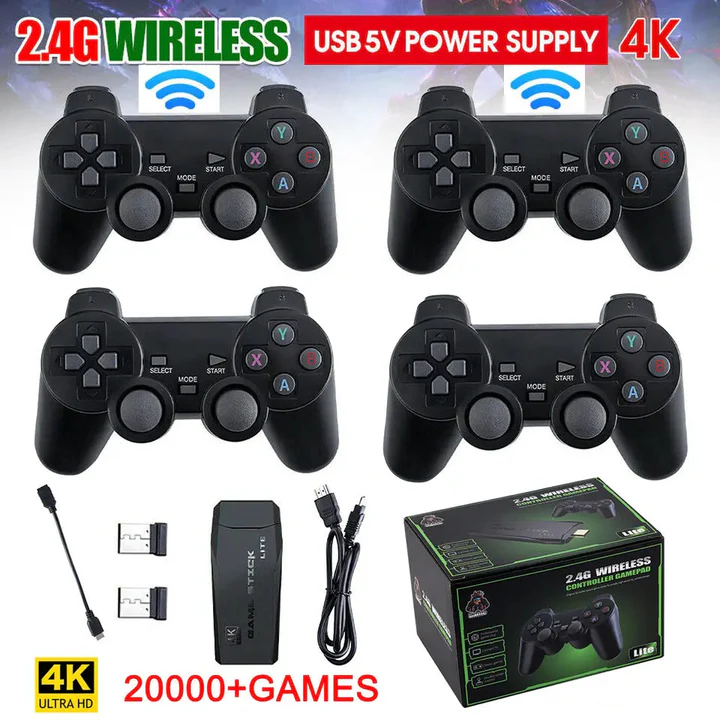 BowLift | HDMI 4K TV Game Stick Console | 64GB with 20,000+ Retro Games & 2 Wireless Gamepads