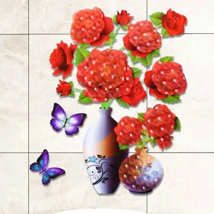 BowLift | 3D-Vase-Wall-Sticker – Removable Flower Decoration