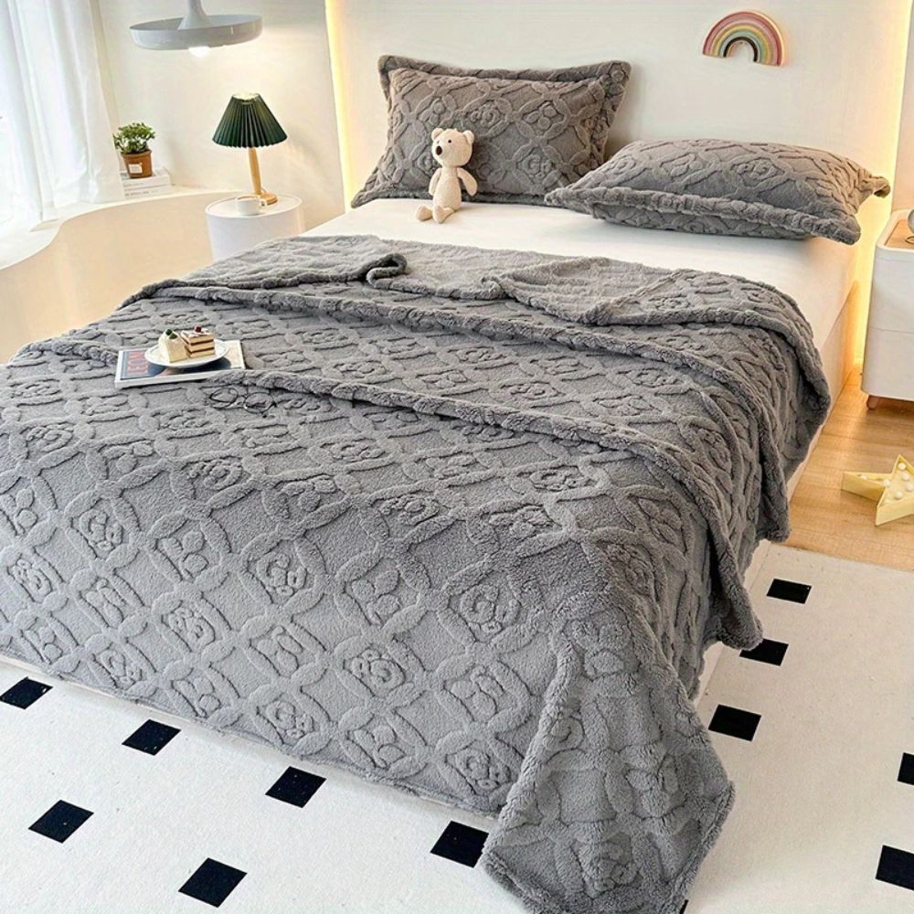 BowLift | Leaf Embroidery Fleece Winter Blanket