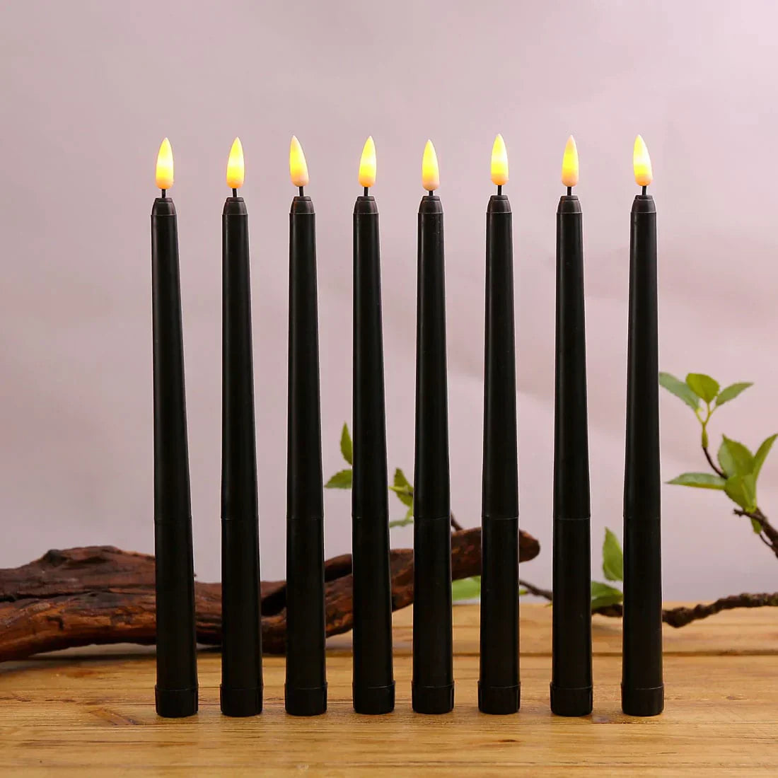 BowLift | 3 pieces black LED candles with flickering flame