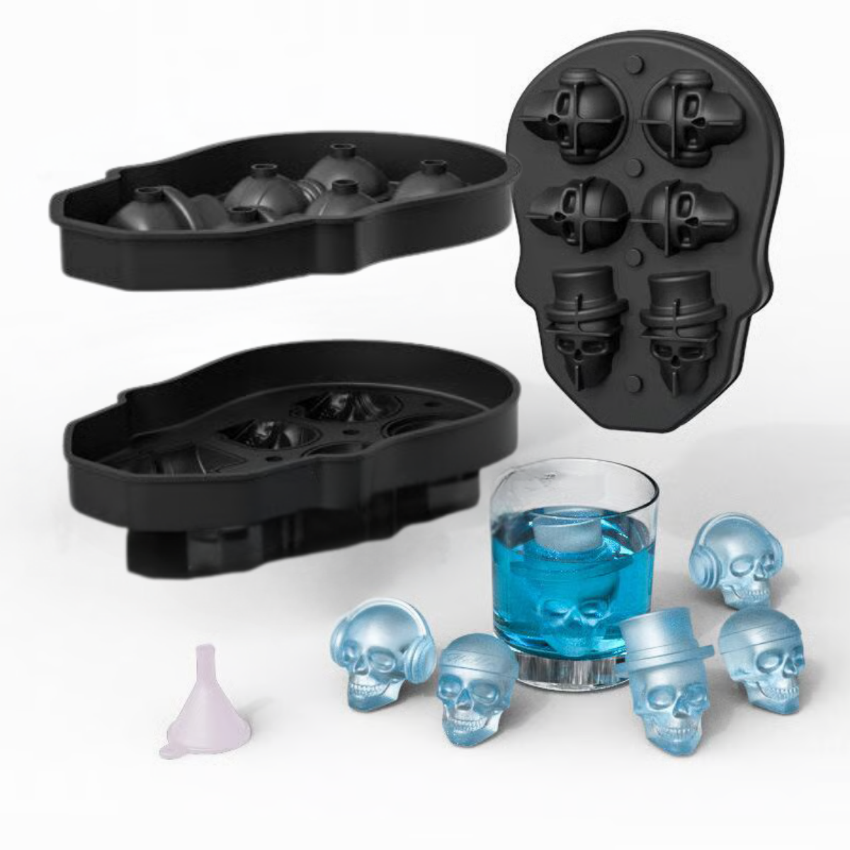BowLift | Halloween Skull Ice Mold | 3D Silicone Tray | Food-Grade, Heat-Resistant & Dishwasher Safe