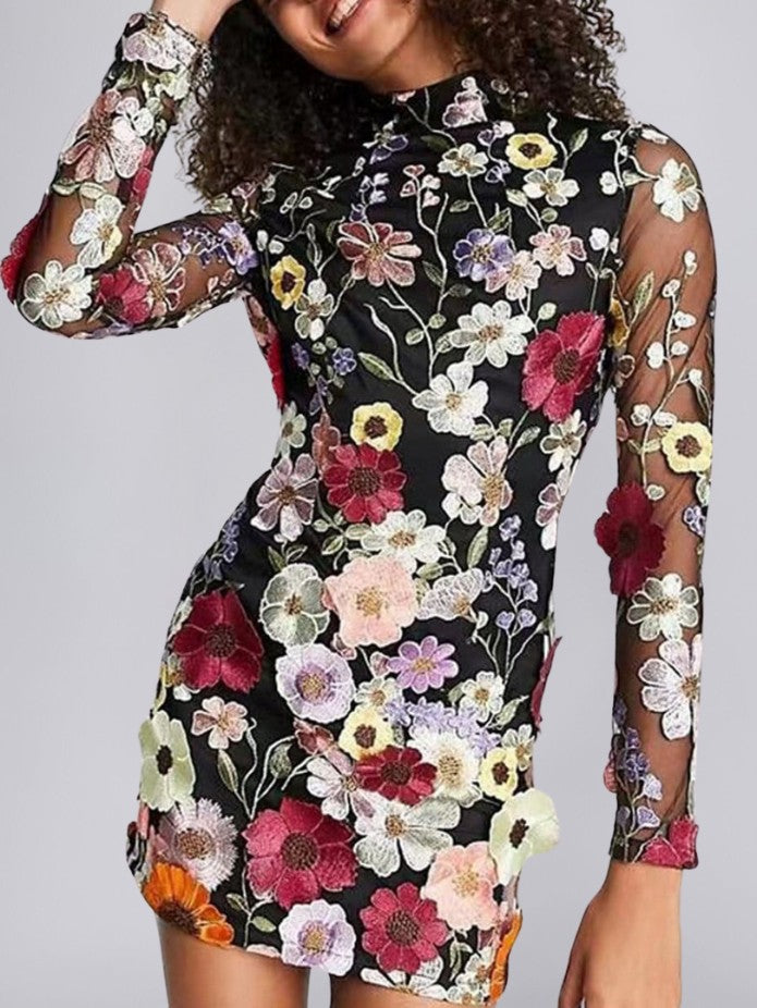 3D Floral Dress with Sustainable Fabric and Elegant Detailing