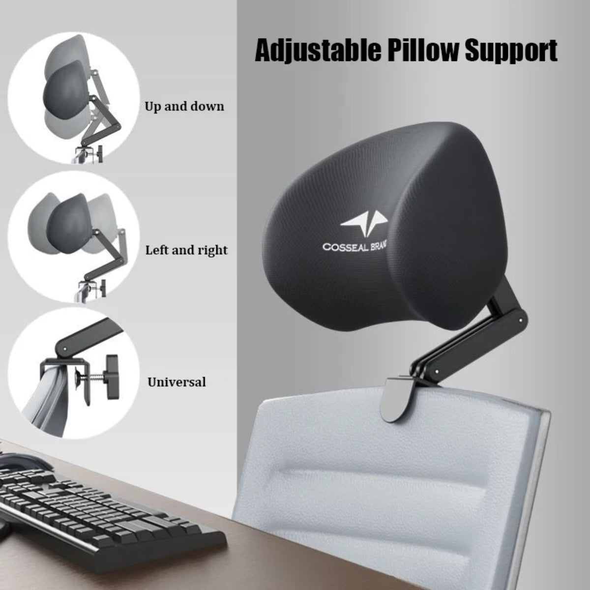 BowLift | Ergonomic Neck Pillow and Waist Support Cushion for Office Chair - Comfortable Headrest for Home & Office Use