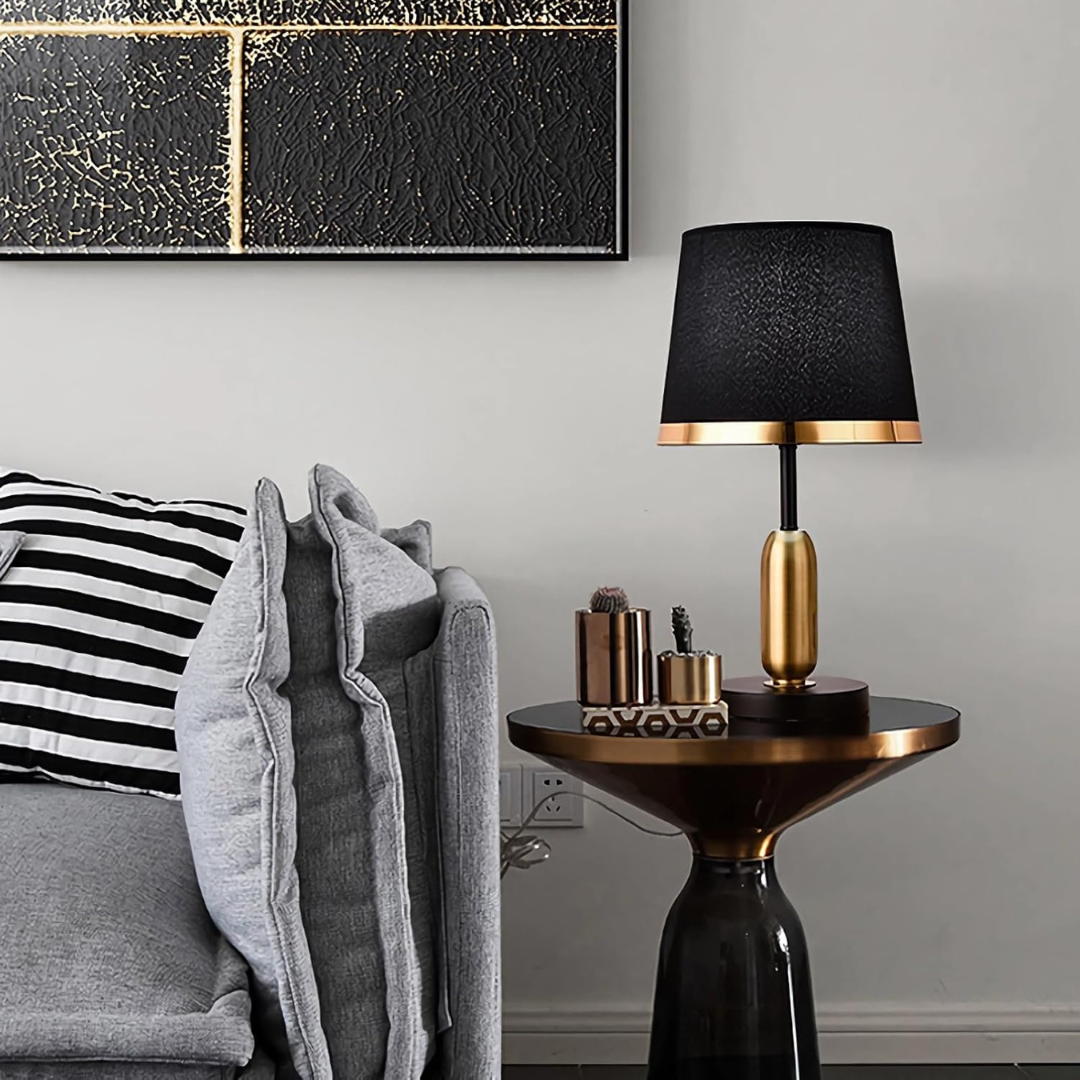 BowLift | Lumivara Modern Black Fabric Table Lamp – Elegant Home Lighting