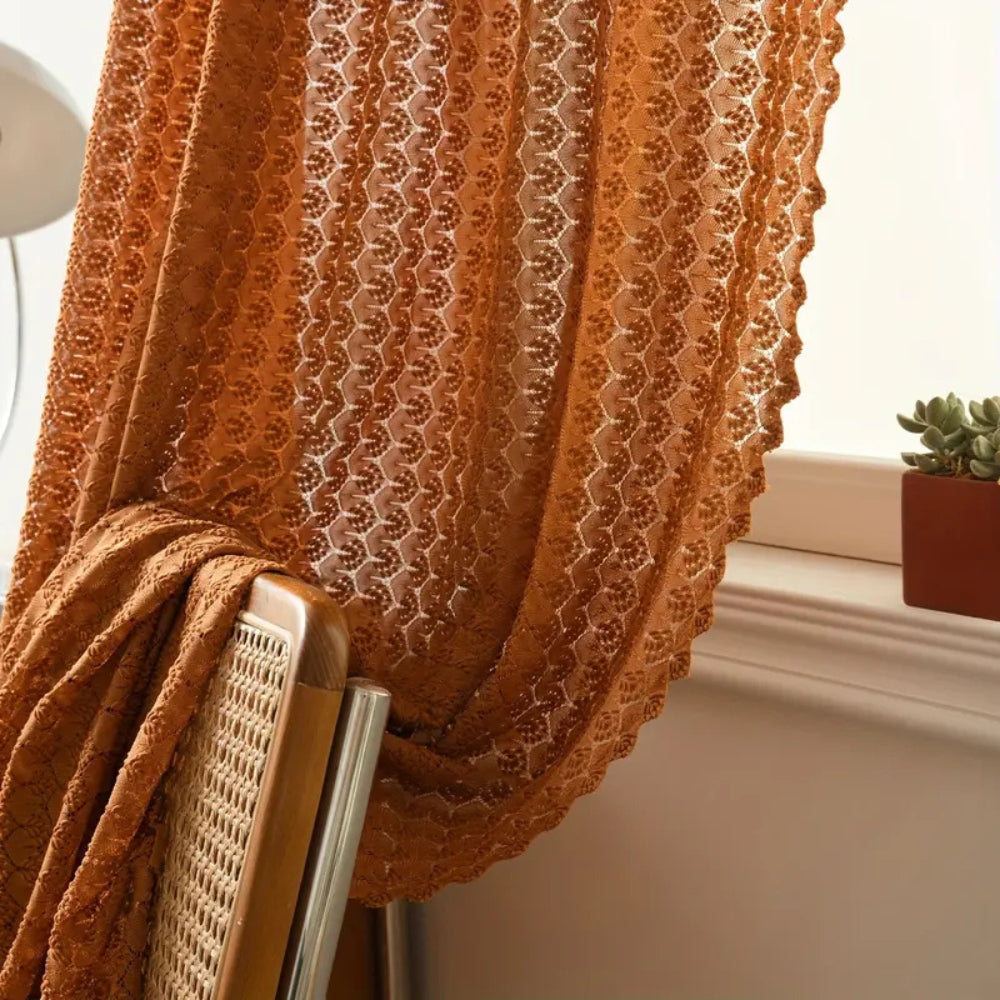 BowLift | Amber Glow Boho Crochet Window Curtain Panel