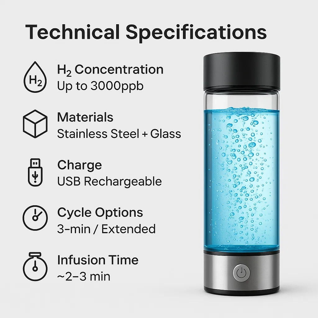BowLift | Hydrogen Water Bottle | USB Rechargeable, Anti-Inflammatory & Perfect for Daily Hydration and Wellness