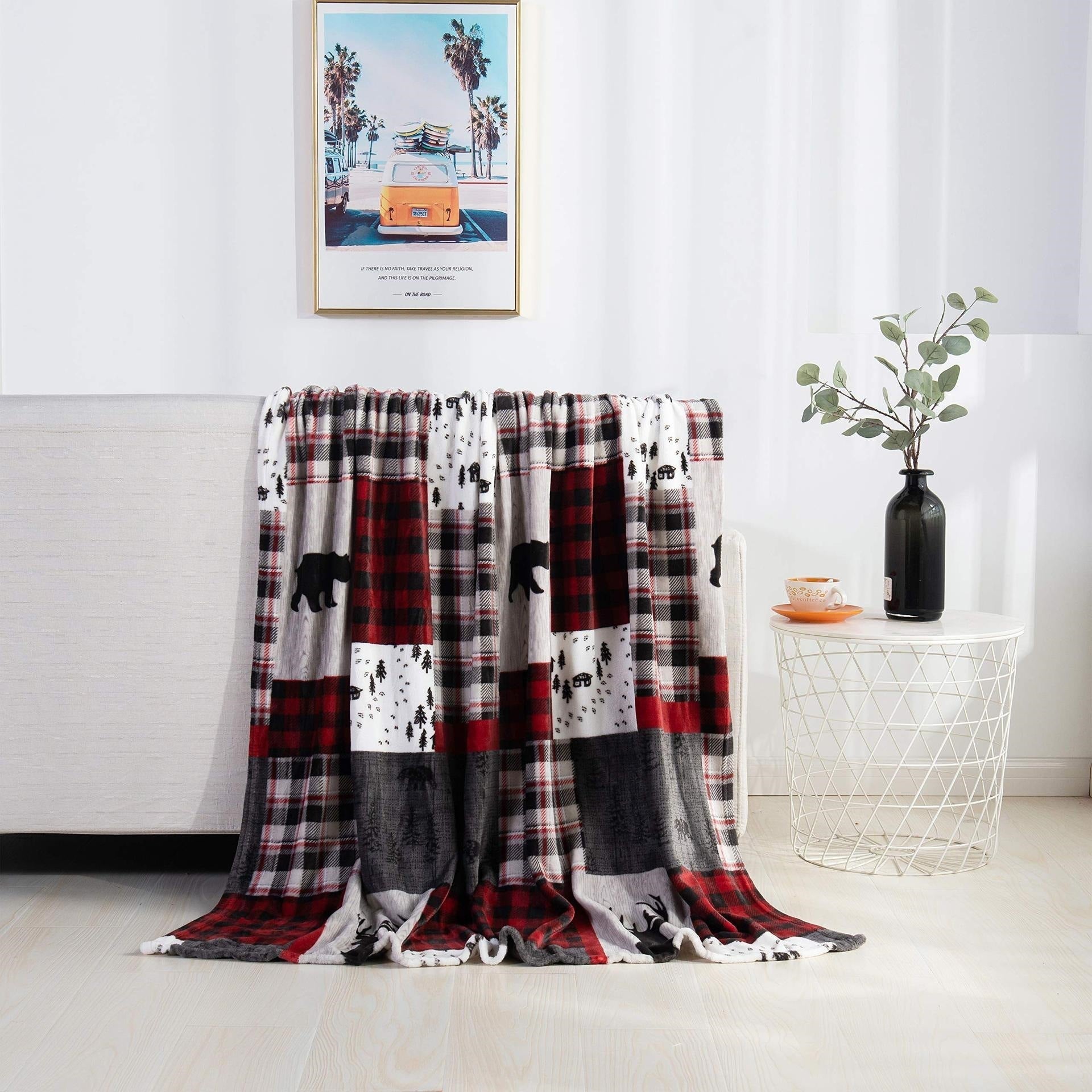 BowLift | Christmas Elk Snowman Santa Claus Print Blanket Winter Double-sided Flannel Blanket