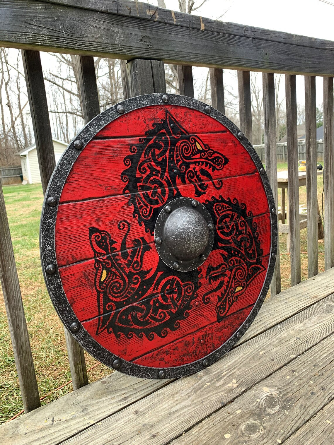 BowLift | Eivor Valhalla Raven Battle Damaged Viking Wooden Shield 30CM