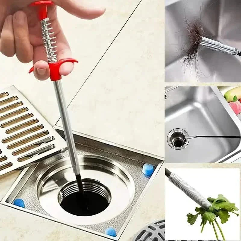 BowLift | 4-Claw Pipe Cleaner, Spring Installation Tool for Kitchen and Bathroom, Hair and Dirt Catcher