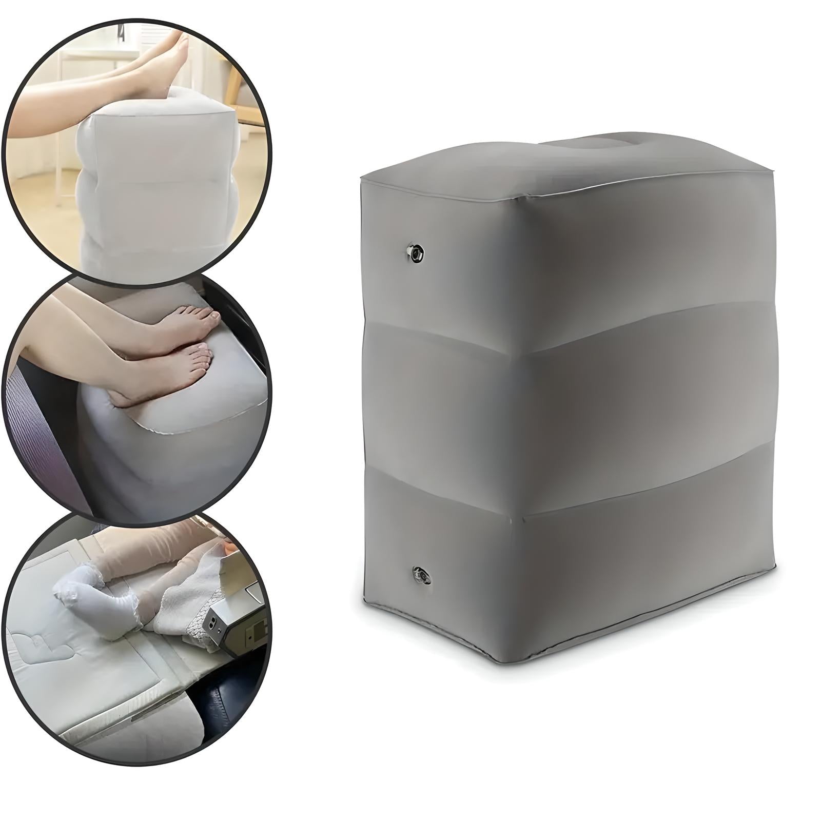 BowLift | Inflatable Travel Footrest | Ergonomic, Adjustable Height & Compact for Planes, Trains, Buses & Office Use