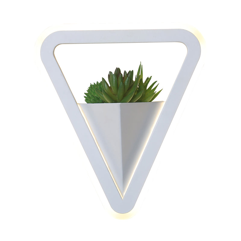 BowLift | White 1 Bulb Wall Light Minimalistic Acrylic Triangle LED Plant Wall Lamp in Warm/White Light