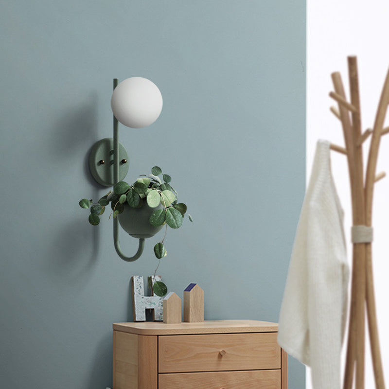 BowLift | 1 Light Ball Wall Lamp Industrial Yellow/Blue/Green Metal LED Plant Wall Mount Lighting for Restaurant
