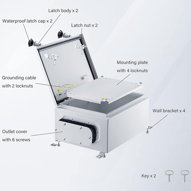 BowLift | 16" x 12" x 6" Electrical Enclosure Box Metal Junction Box IP65 Weatherproof Outdoor Electrical Box